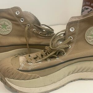 Converse High-Top Sneakers in Brown and Cream